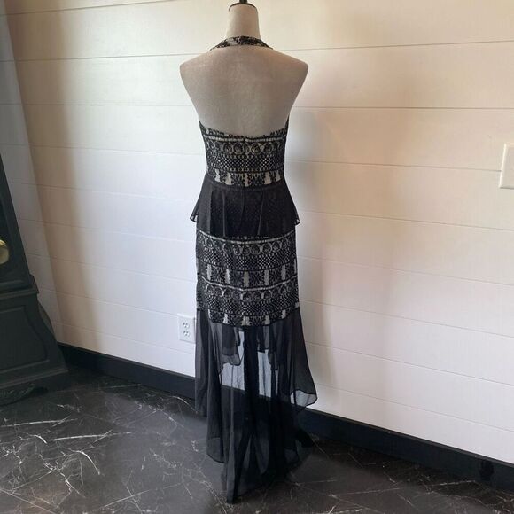 One33 Social Gretchen Lace Halter Hi-Low Maxi Dress Cocktail Gown Black … - Picture 8 of 16